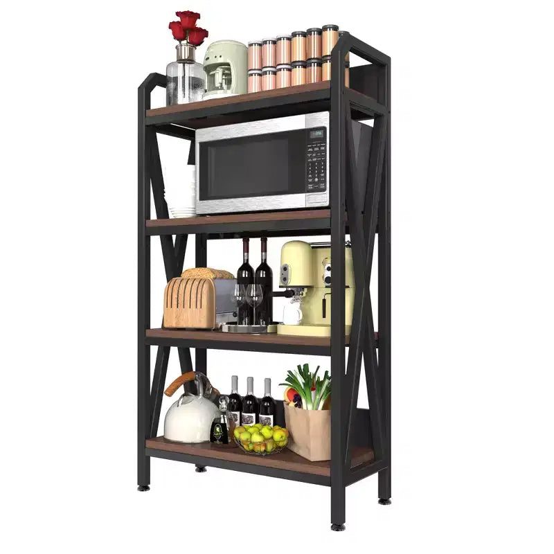 VIYET 56.3H Étagère de cuisine à 4 niveaux, Métal et bois (Organisateur multi-scènes réglable pour garage/garde-manger/salle de bain)