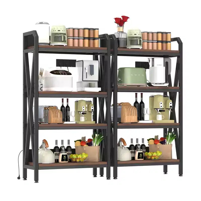VIYET 56.3H Étagère de cuisine à 4 niveaux, Métal et bois (Organisateur multi-scènes réglable pour garage/garde-manger/salle de bain)