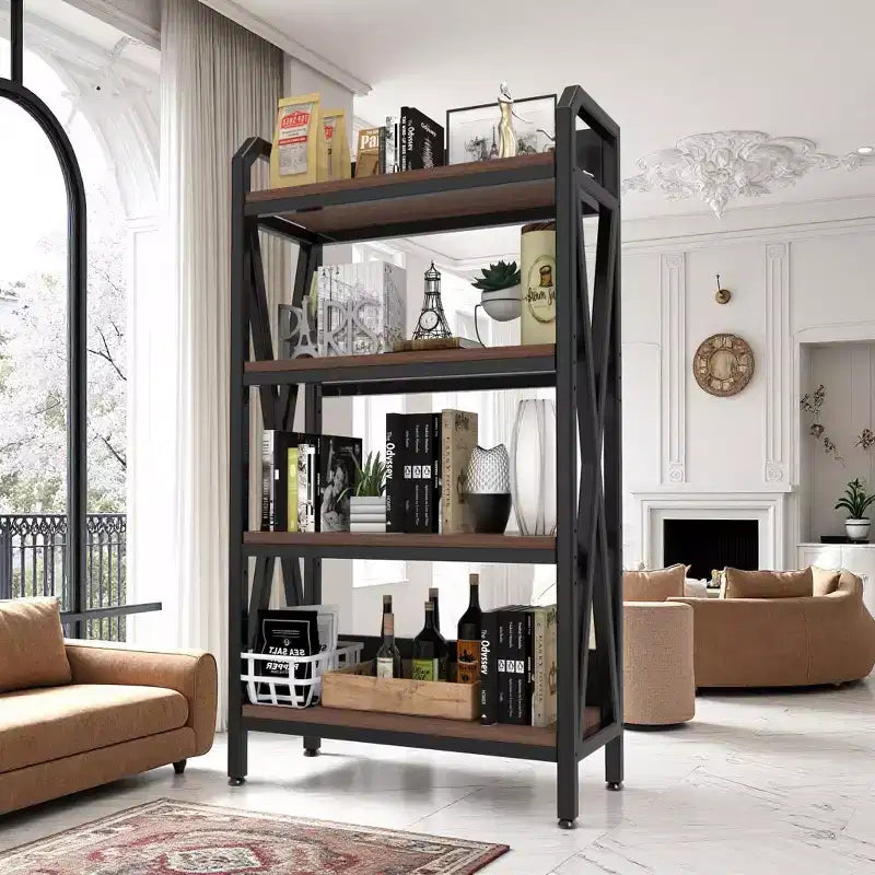 VIYET 56.3H Étagère de cuisine à 4 niveaux, Métal et bois (Organisateur multi-scènes réglable pour garage/garde-manger/salle de bain)