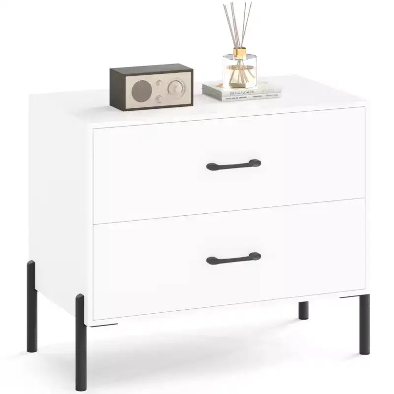 Costway 2-Drawer Dresser w/Metal Legs & Handles Drawers & Anti-Tipping Kits for Closet