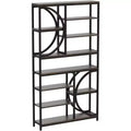 Lantine 77-Inch Bookshelf, Industrial 8-Tier Etagere Bookcase with Metal Frame, Tall Open Display Shelves for Home Office, Brown/Black