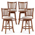 Costway 25'' Swivel Counter Barstools Set of 4 w/Backrest & Upholstered Seat Footrest