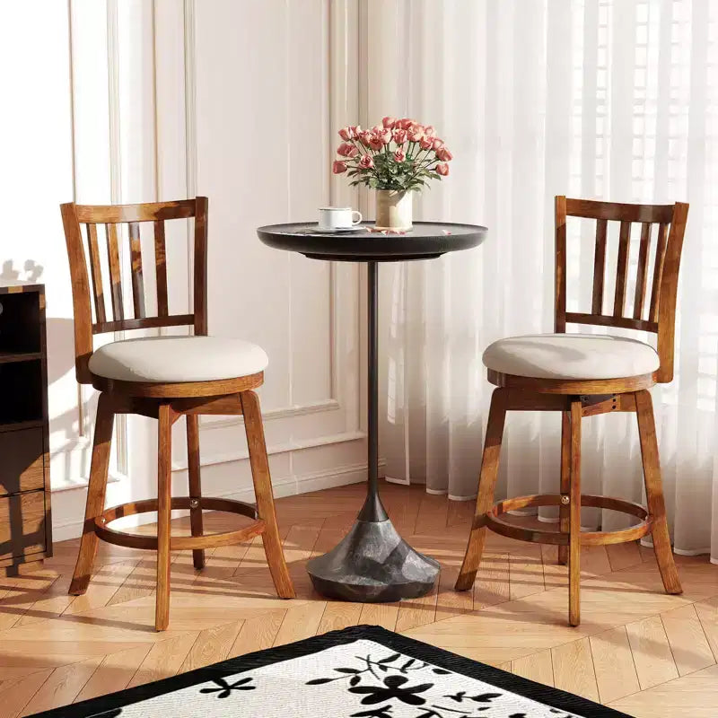 Costway Lot de 4 tabourets de bar pivotants de 63,5 cm avec dossier, assise rembourrée et repose-pieds
