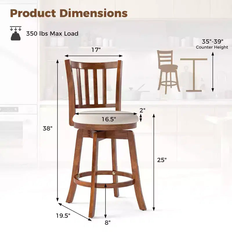 Costway Lot de 4 tabourets de bar pivotants de 63,5 cm avec dossier, assise rembourrée et repose-pieds