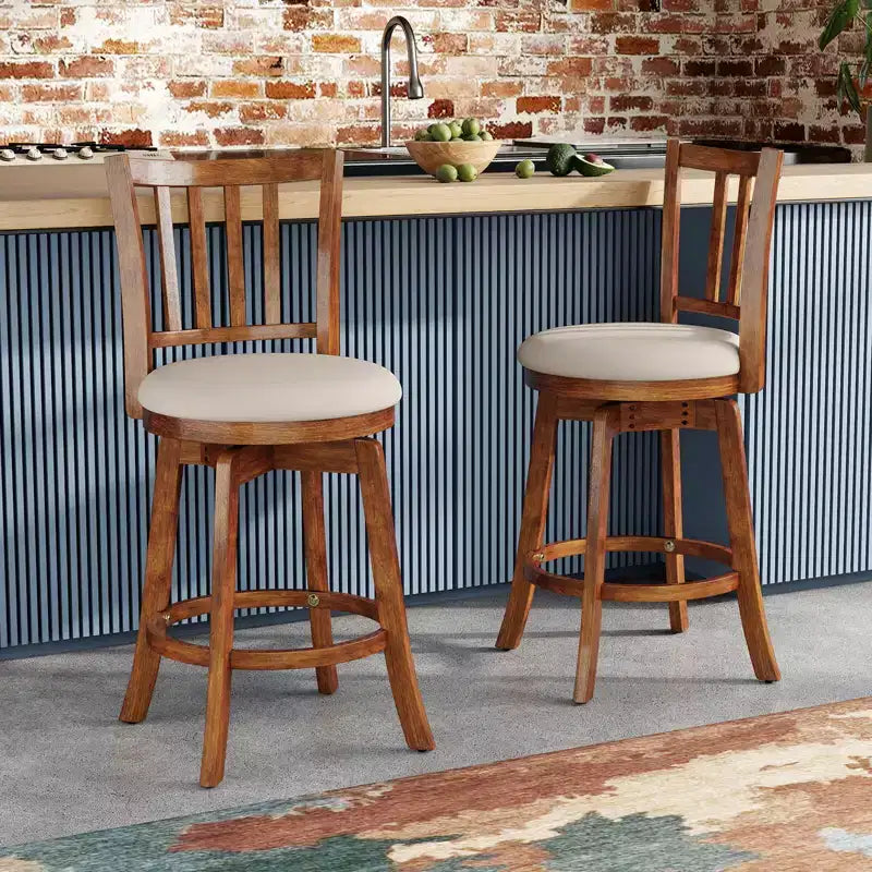 Costway Lot de 4 tabourets de bar pivotants de 63,5 cm avec dossier, assise rembourrée et repose-pieds