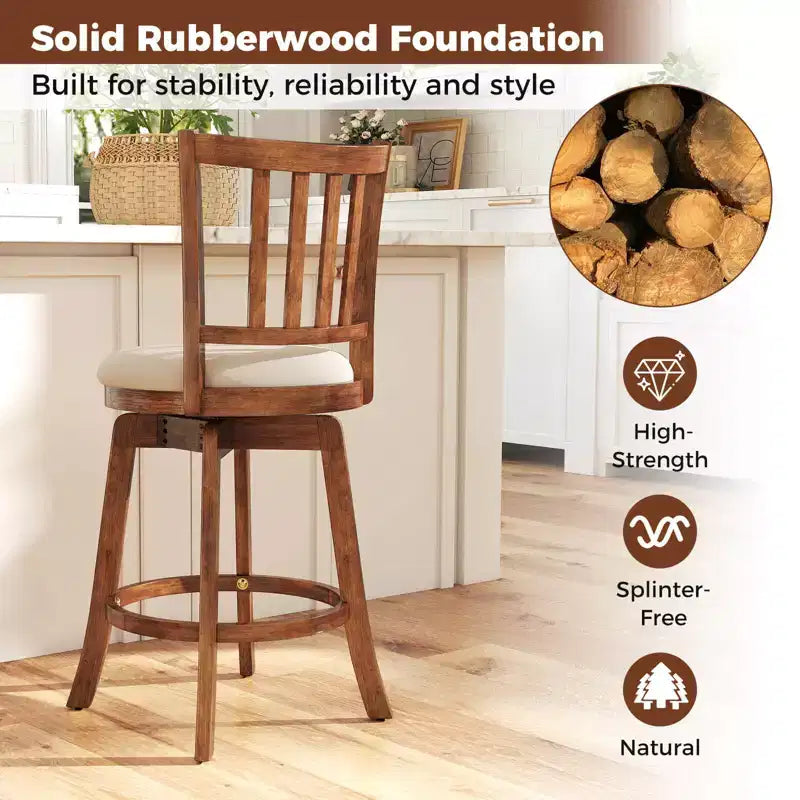 Costway Lot de 4 tabourets de bar pivotants de 63,5 cm avec dossier, assise rembourrée et repose-pieds