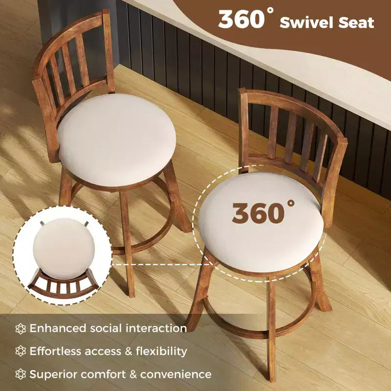Costway Lot de 4 tabourets de bar pivotants de 63,5 cm avec dossier, assise rembourrée et repose-pieds