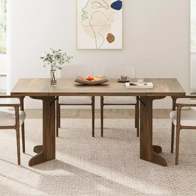 Grande table à manger rectangulaire de 180 cm pour 6 à 8 personnes, table de salle à manger rustique en bois massif avec pieds robustes et plateau solide pour salle à manger