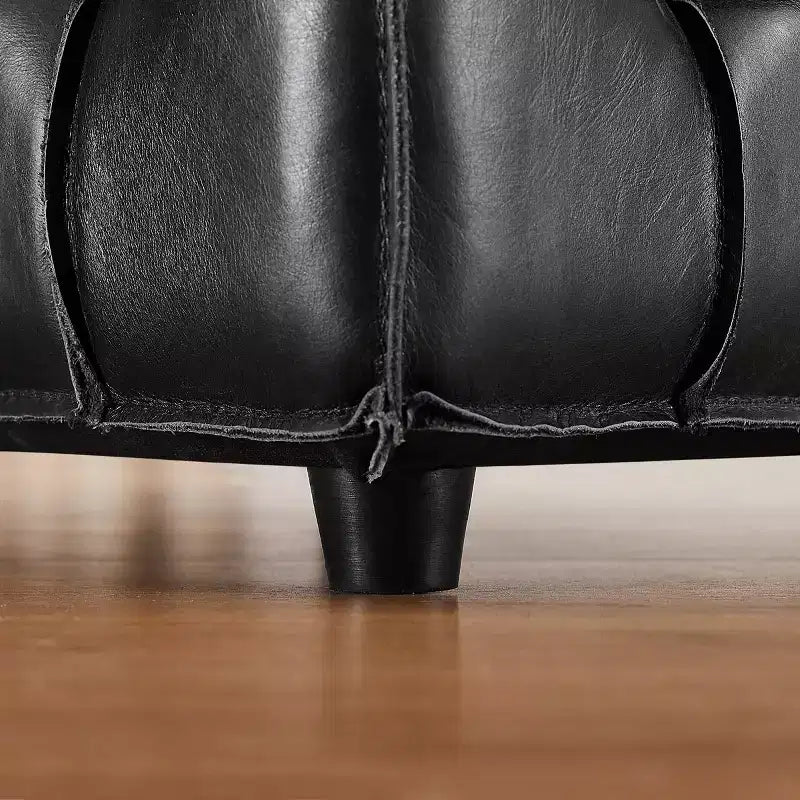 Ottoman en cuir cubique avec motif patchwork quadrillé