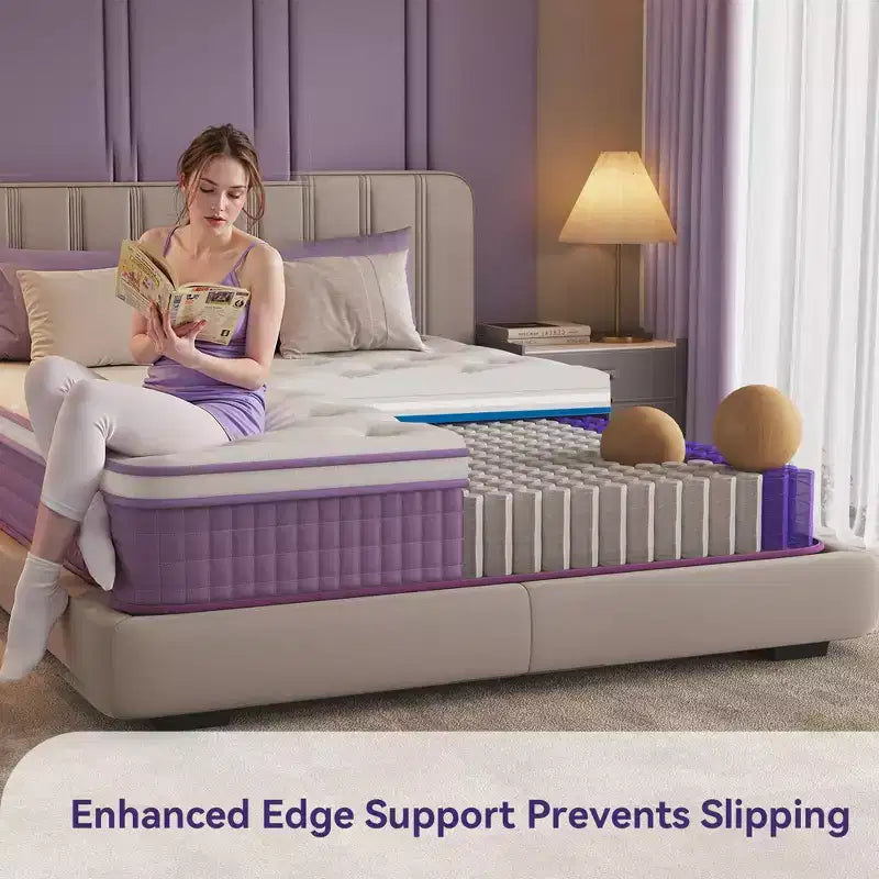 Matelas Hybride Sailvan 12 pouces, Matelas Violet en Boîte, Matelas Ferme Moyen, Soulagement de la Pression, CertiPUR-US