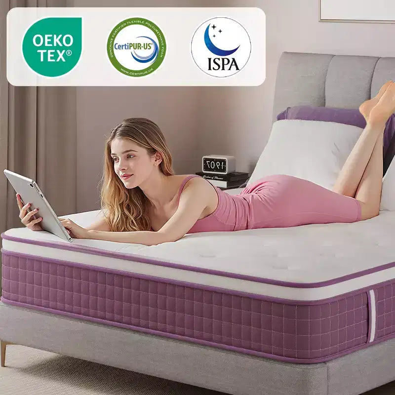 Matelas Hybride Sailvan 12 pouces, Matelas Violet en Boîte, Matelas Ferme Moyen, Soulagement de la Pression, CertiPUR-US