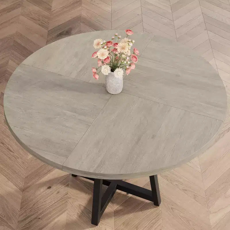 Acekool Table à Manger Ronde de 47 Pouces pour 4 à 6 Personnes, Table de Cuisine Industrielle avec Étagère de Rangement, Idéale pour les Petits Espaces (Salle à Manger/Cuisine)