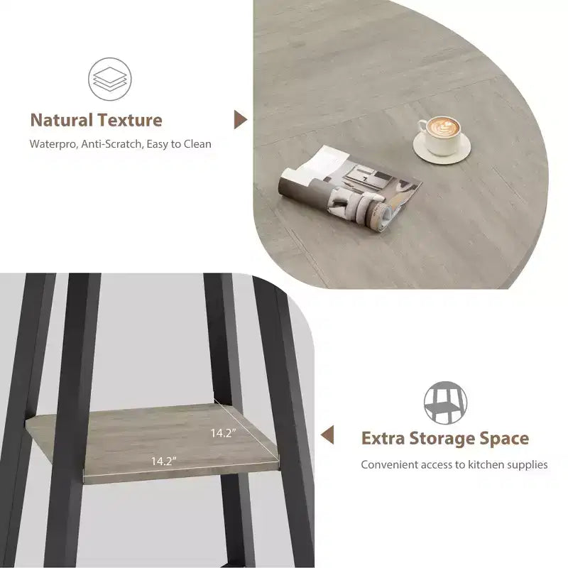Acekool Table à Manger Ronde de 47 Pouces pour 4 à 6 Personnes, Table de Cuisine Industrielle avec Étagère de Rangement, Idéale pour les Petits Espaces (Salle à Manger/Cuisine)