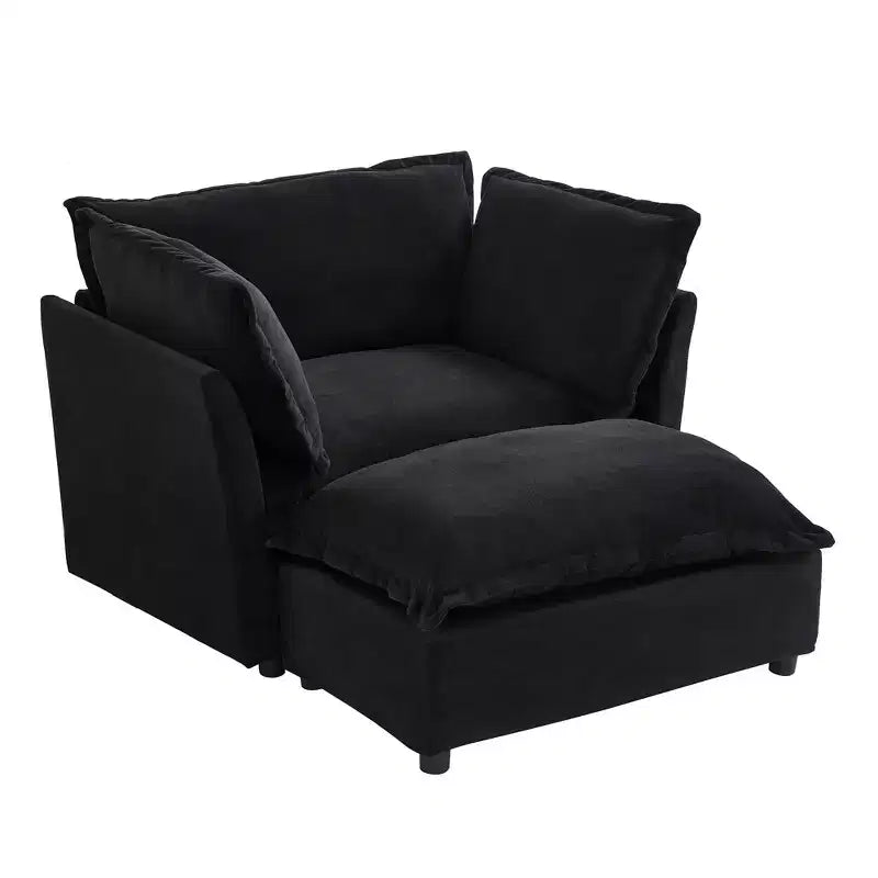 MAYEERTY Canapé Fauteuil Moderne 47 Canapé Rembourré avec Ottomane Mobile Siège Large Coussins Moelleux pour Salon Noir
