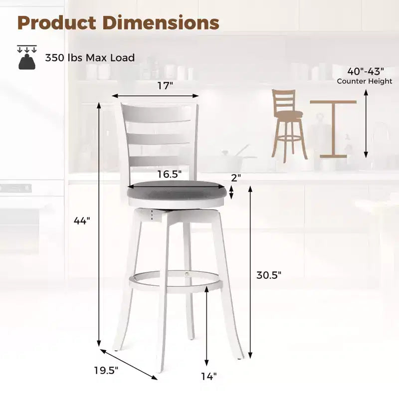 Tabourets de bar pivotants Costway 77,5 cm - Lot de 4 avec dossier et siège rembourré - Repose-pieds pour pub