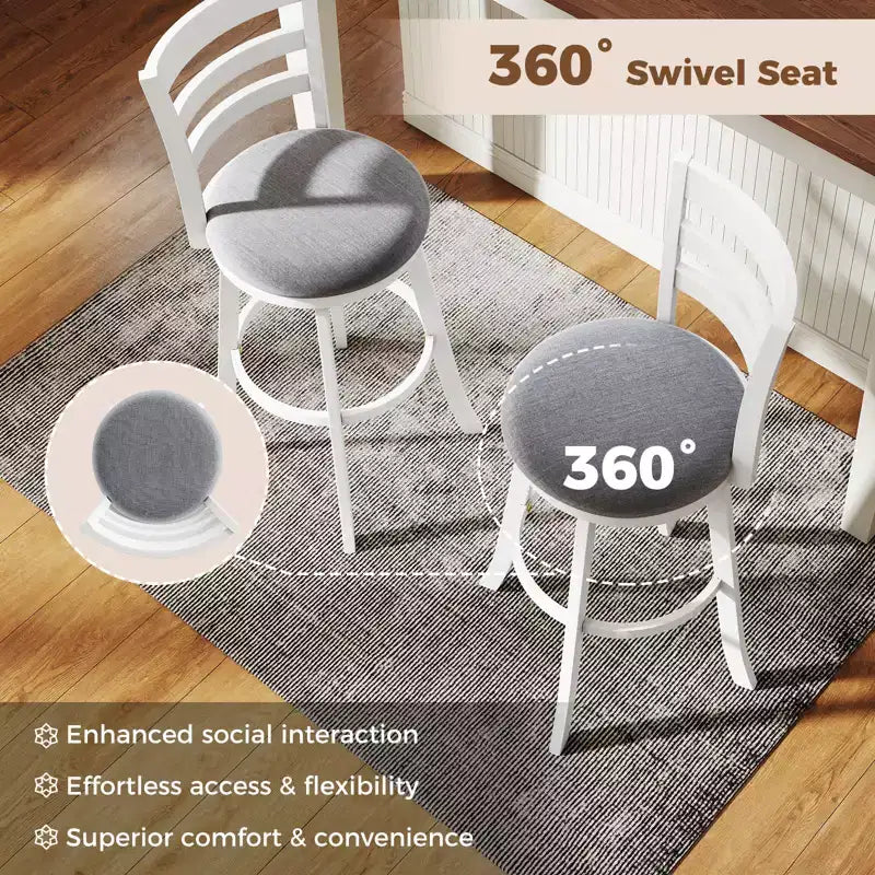 Tabourets de bar pivotants Costway 77,5 cm - Lot de 4 avec dossier et siège rembourré - Repose-pieds pour pub