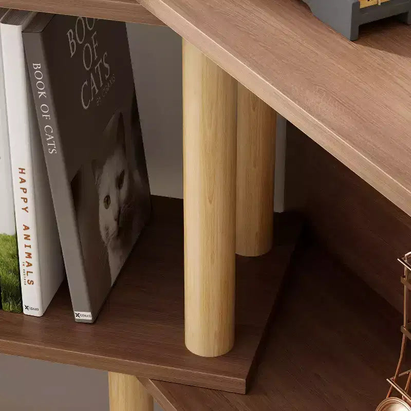 GDFStudio Horace Étagère de coin à 4 niveaux en bois moderne, rétractable et rotative