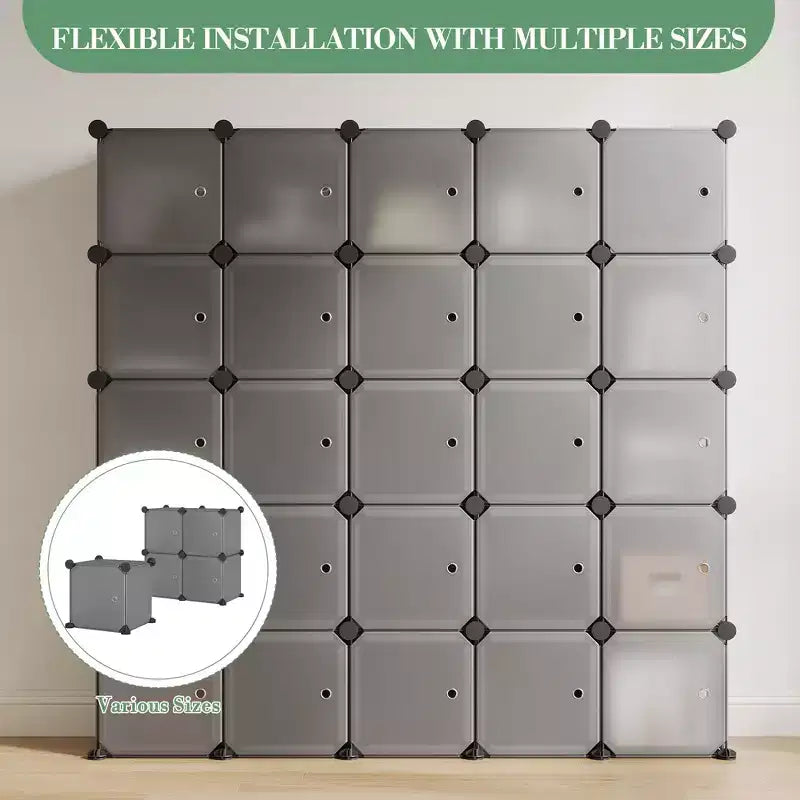 Organisateur de rangement, Rangement cube, Unité modulaire à 12 cubes avec portes, Étagères empilables en plastique ABS pour la maison/le bureau