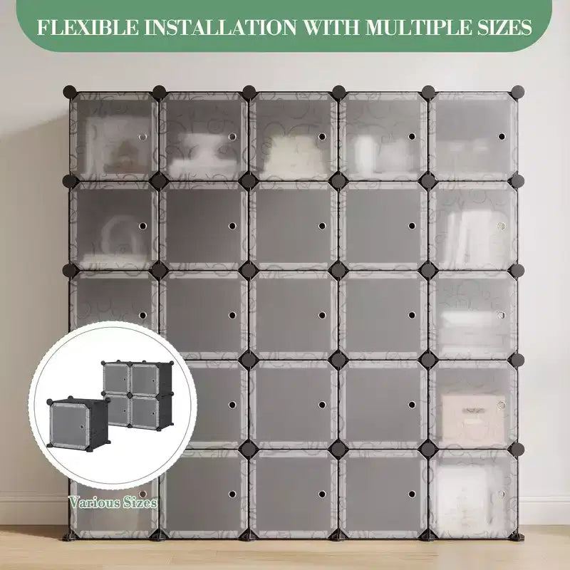 Organisateur de rangement, Rangement cube, Unité modulaire à 12 cubes avec portes, Étagères empilables en plastique ABS pour la maison/le bureau