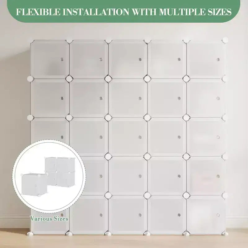 Organisateur de rangement, Rangement cube, Unité modulaire à 12 cubes avec portes, Étagères empilables en plastique ABS pour la maison/le bureau