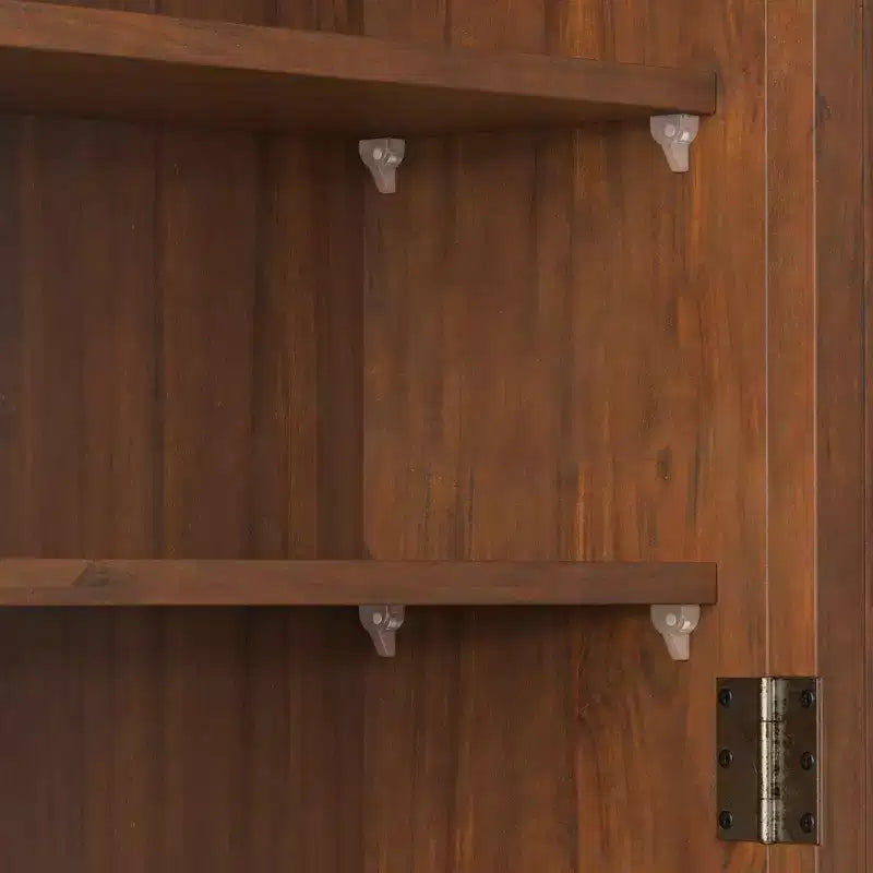 MAYEERTY 24.8 Armoire de cuisine et de salle à manger vintage à double porte vitrée avec trois étagères et porte-serviettes pour cuisine et salle à manger, marron