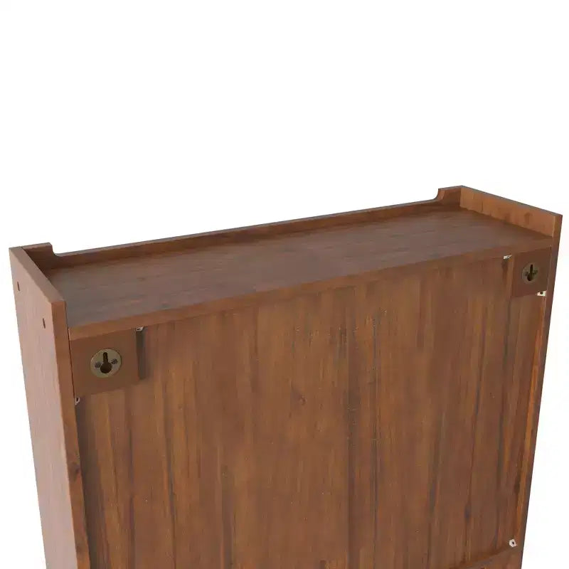 MAYEERTY 24.8 Armoire de cuisine et de salle à manger vintage à double porte vitrée avec trois étagères et porte-serviettes pour cuisine et salle à manger, marron