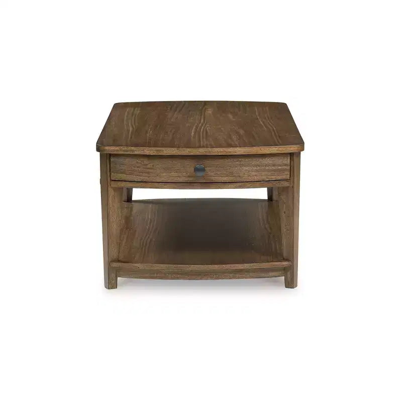 Table basse rectangulaire Signature Design by Ashley Burkbyer avec tiroirs de rangement et étagère, marron