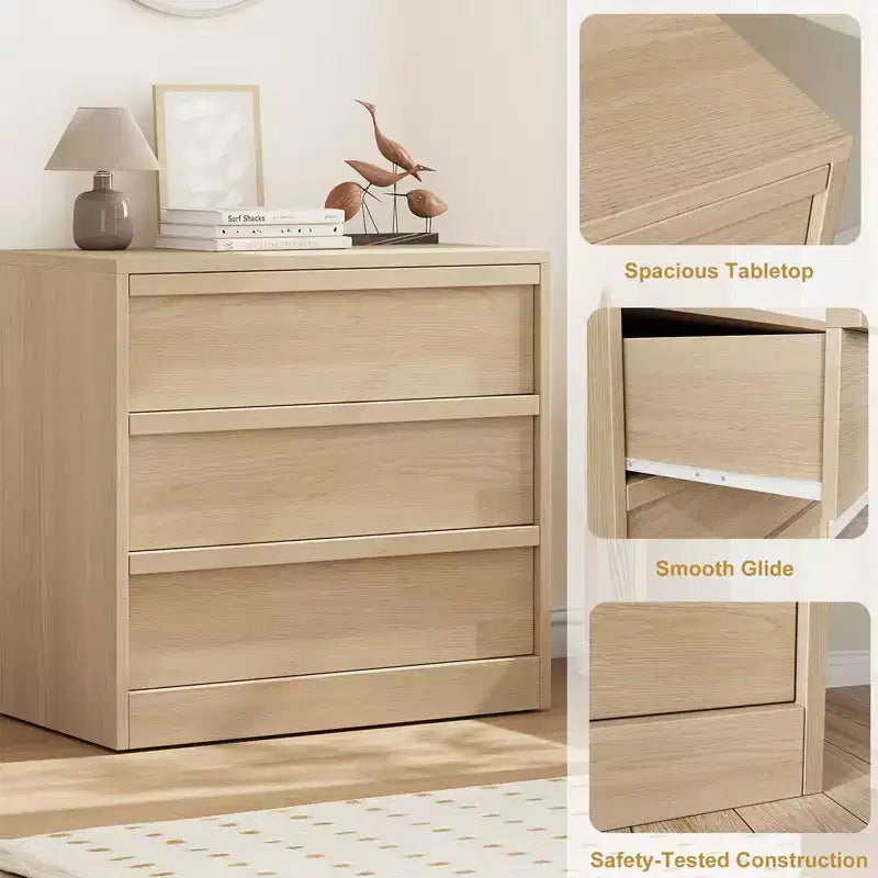 Commode de rangement moderne à 4 tiroirs – Chiffonnier compact en bois pour salle à manger ou chambre, organisateur vertical en blanc ou chêne naturel