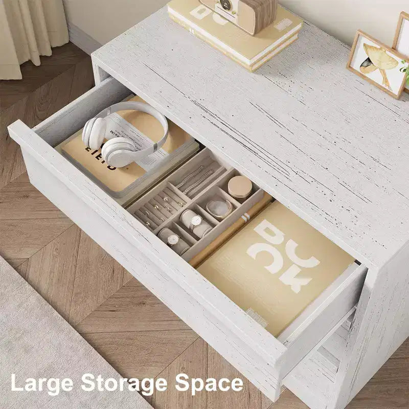 Commode de rangement moderne à 4 tiroirs – Chiffonnier compact en bois pour salle à manger ou chambre, organisateur vertical en blanc ou chêne naturel