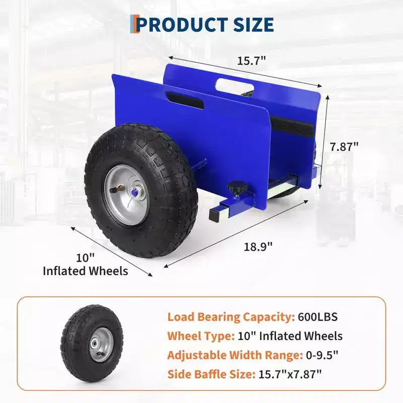 Chariot à panneaux d'une capacité de 272 kg avec pince réglable, pneus gonflables en caoutchouc de 10 pouces, chariot de transport tout-terrain pour plaques de plâtre et portes