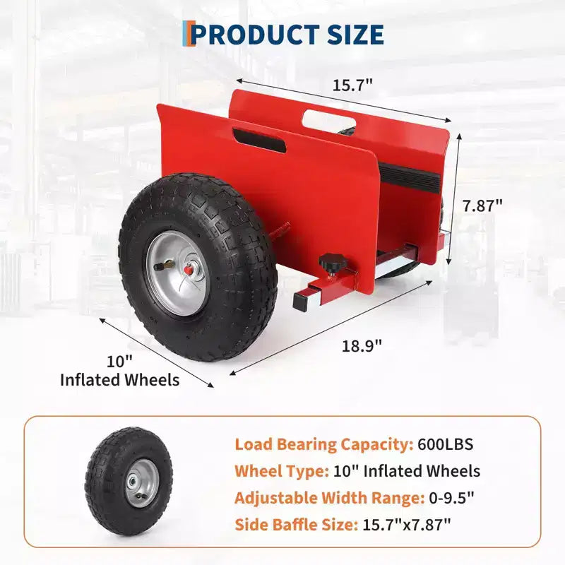 Chariot à panneaux d'une capacité de 272 kg avec pince réglable, pneus gonflables en caoutchouc de 10 pouces, chariot de transport tout-terrain pour plaques de plâtre et portes
