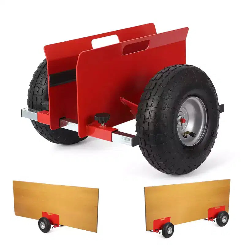 Chariot à panneaux d'une capacité de 272 kg avec pince réglable, pneus gonflables en caoutchouc de 10 pouces, chariot de transport tout-terrain pour plaques de plâtre et portes