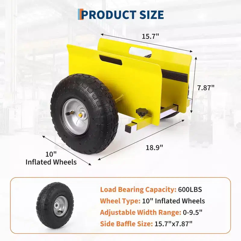 Chariot à panneaux d'une capacité de 272 kg avec pince réglable, pneus gonflables en caoutchouc de 10 pouces, chariot de transport tout-terrain pour plaques de plâtre et portes