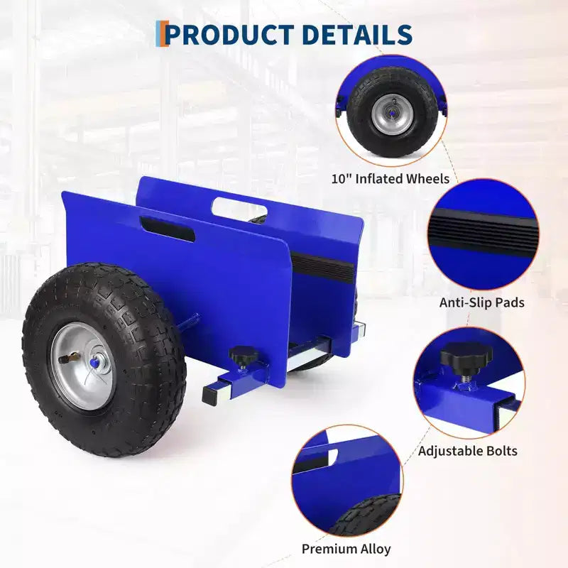 Chariot à panneaux d'une capacité de 272 kg avec pince réglable, pneus gonflables en caoutchouc de 10 pouces, chariot de transport tout-terrain pour plaques de plâtre et portes