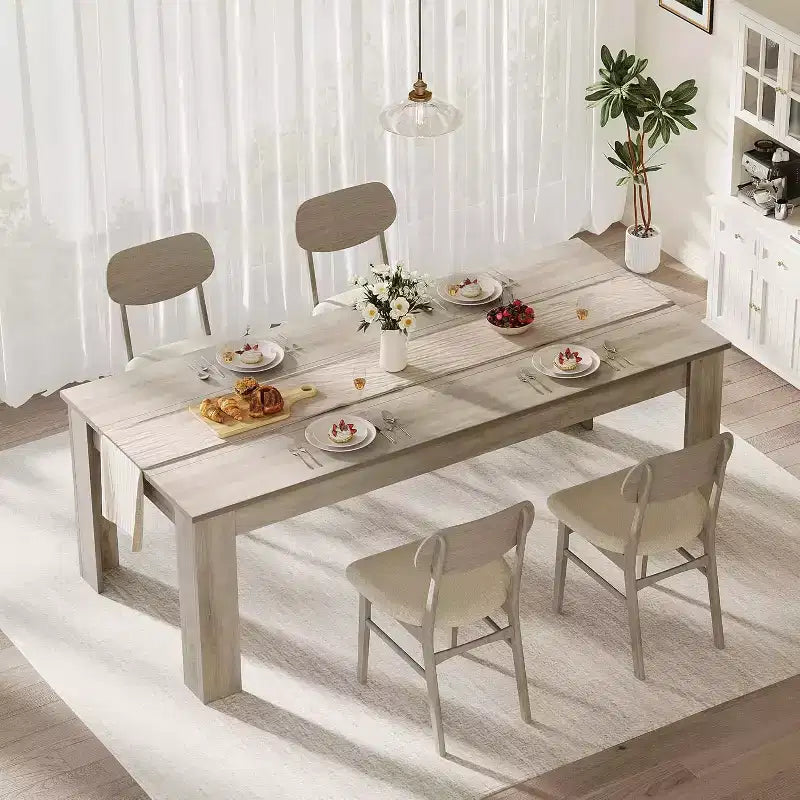 Acekool 71 Table à Manger Rectangulaire pour 6-8 Personnes, Table en Bois de Style Ferme avec Pieds Triangulaires, pour Salle à Manger ou Appartement
