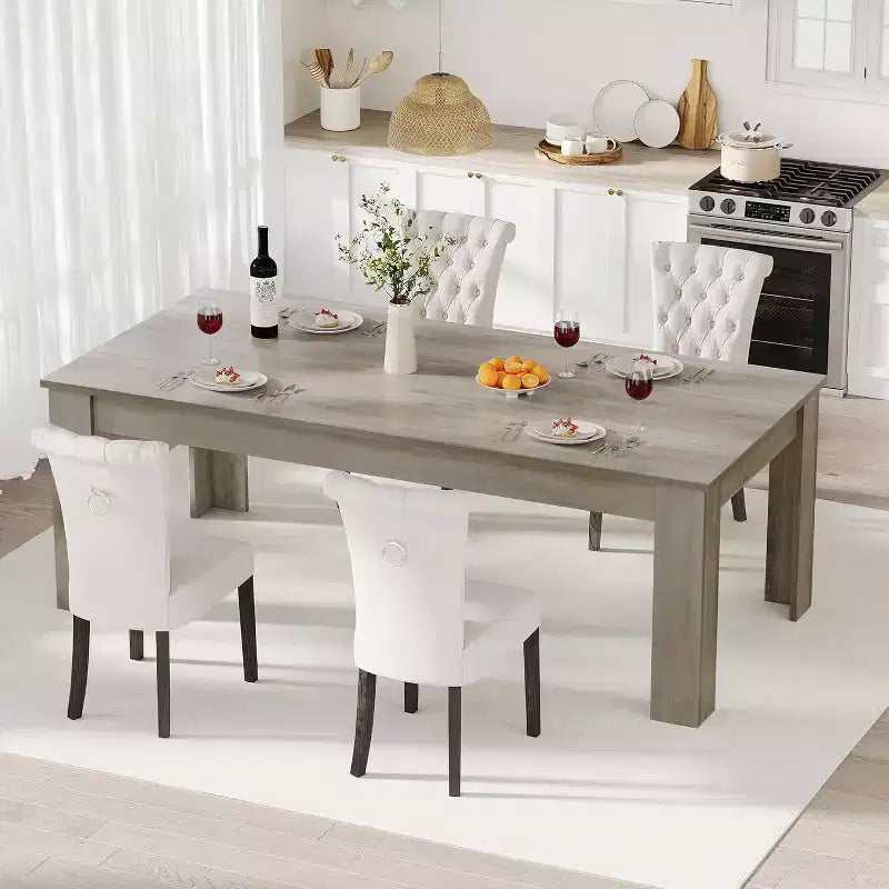 Acekool 71 Table à Manger Rectangulaire pour 6-8 Personnes, Table en Bois de Style Ferme avec Pieds Triangulaires, pour Salle à Manger ou Appartement