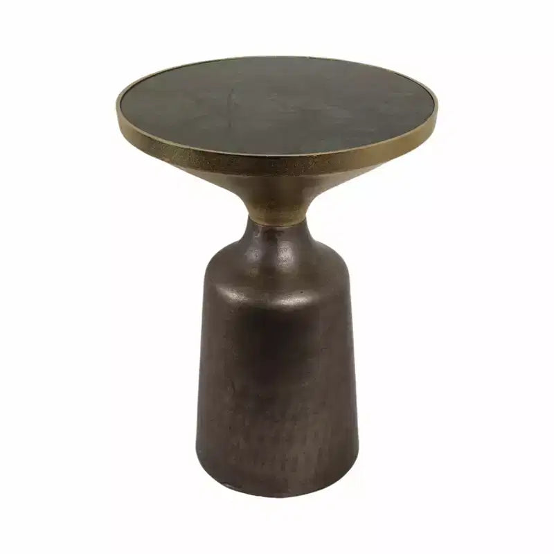 Table d'appoint, table de chevet ou petite table de nuit remarquable pour la décoration intérieure - Table d'appoint bicolore en métal avec plateau en marbre pour petits espaces