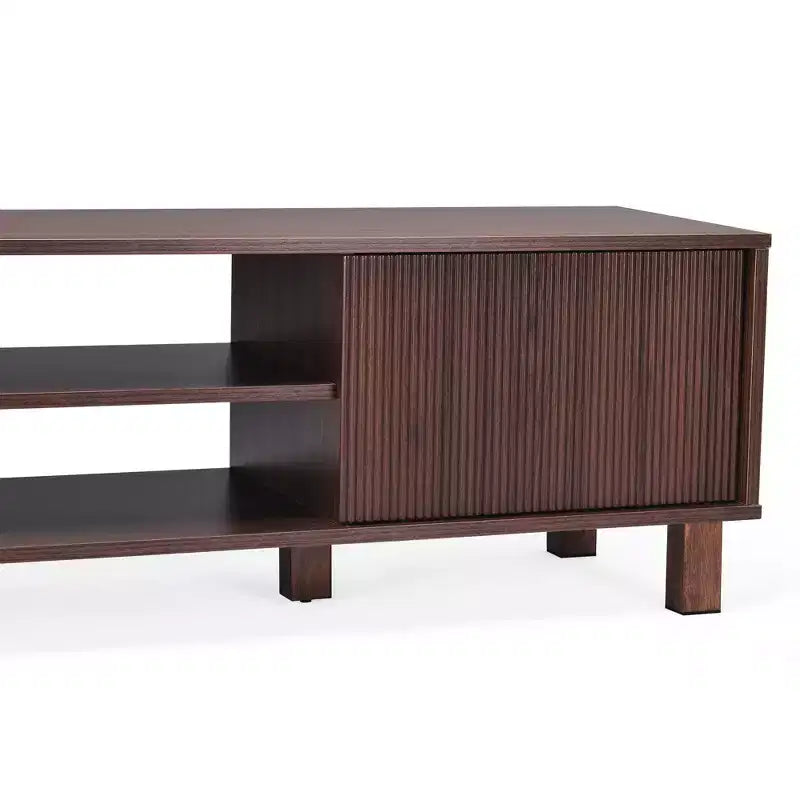 Meuble TV moderne JVNOXK63 de 63 pouces, pouvant accueillir des téléviseurs jusqu'à 70 pouces, doté d'étagères ouvertes avec espace de rangement, idéal pour les salons