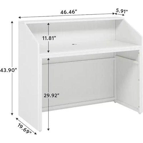 Bureau de réception de 120 cm avec comptoir, bureau d'accueil moderne avec passe-câbles pour caisse, hall d'entrée, salon de beauté, bureau à domicile, blanc