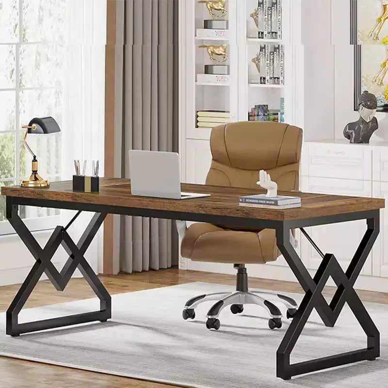 Lantine 63 W - Bureau de Direction, Poste de Travail Épaissi en Bois Ultra Robuste, Grande Table d'Étude Informatique pour Bureau à Domicile