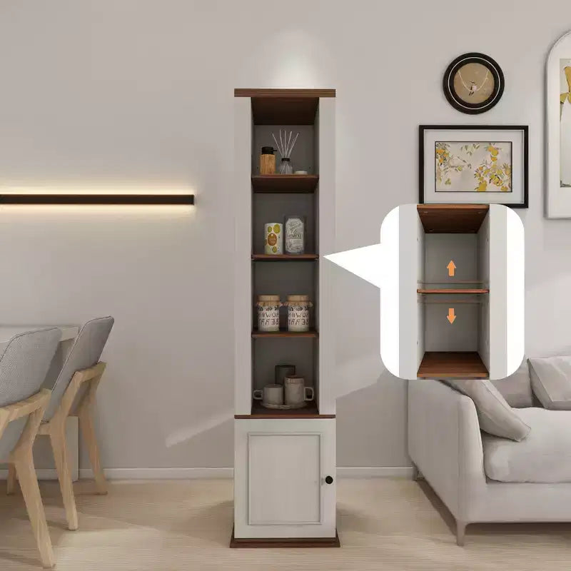Armoire d'angle de 68 cm : Design moderne de style ferme avec 1 porte et 1 tiroir - Organiseur autoportant en MDF pour salon
