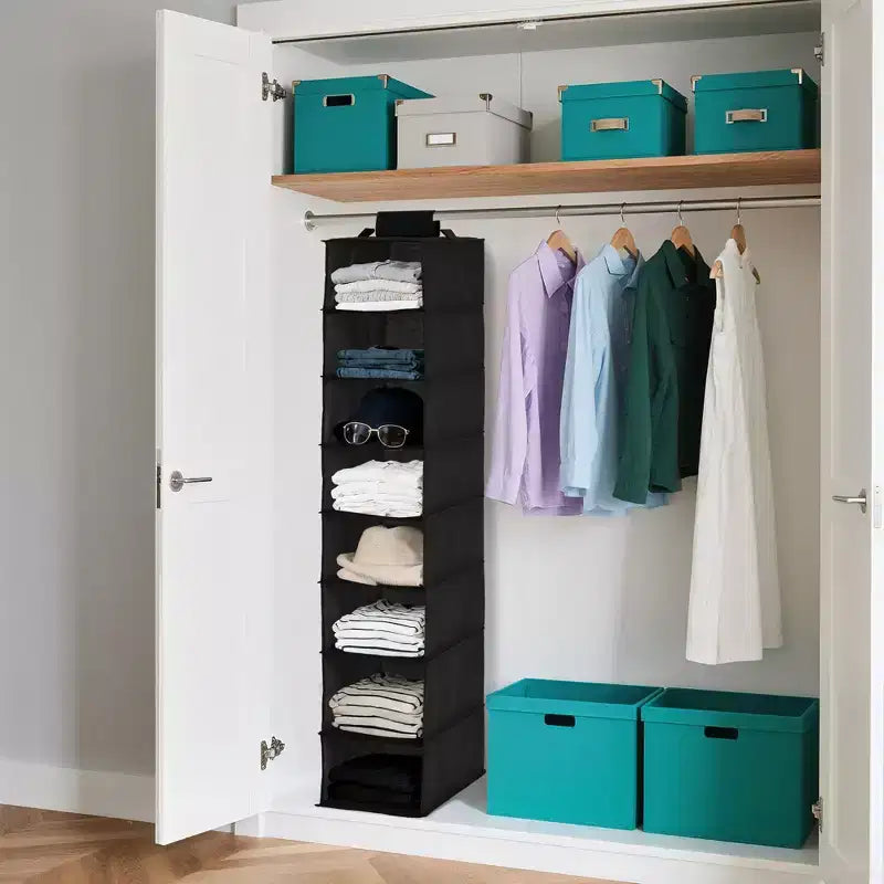 Organisateur de chaussures suspendu à 3 niveaux pour placard, support de rangement à 8 étagères avec 2 crochets, installation sans outils, étagère peu encombrante pour chaussures et sacs à main