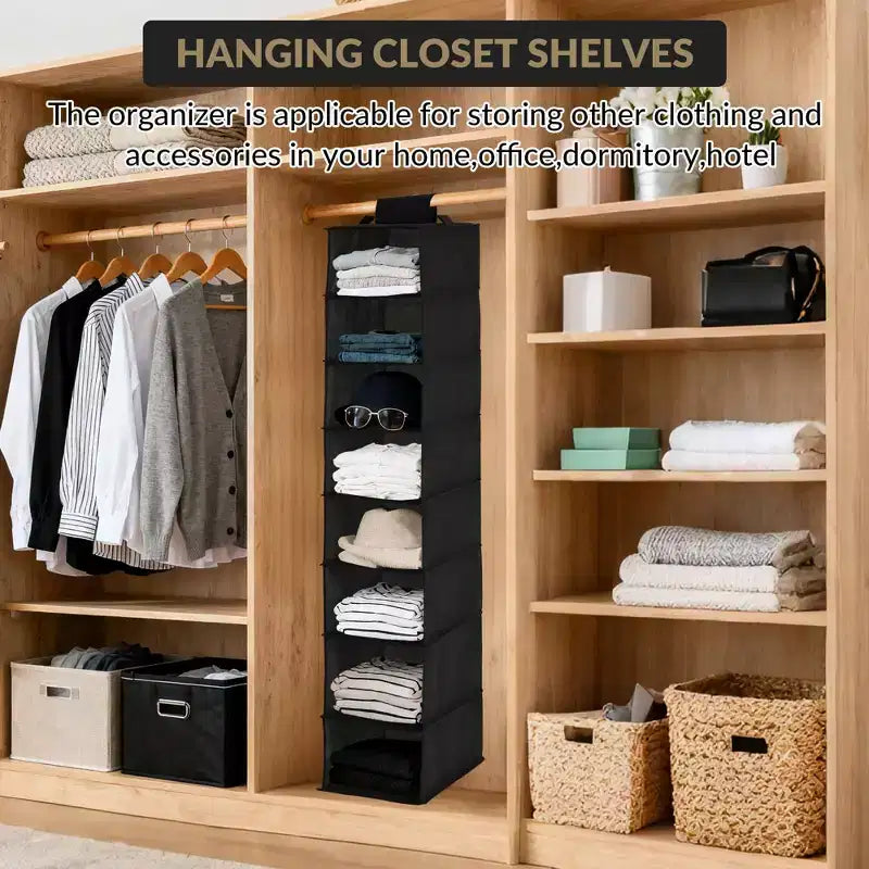 Organisateur de chaussures suspendu à 3 niveaux pour placard, support de rangement à 8 étagères avec 2 crochets, installation sans outils, étagère peu encombrante pour chaussures et sacs à main