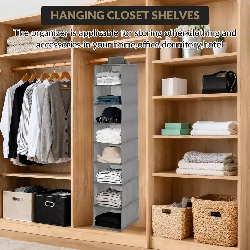 Organisateur de chaussures suspendu à 3 niveaux pour placard, support de rangement à 8 étagères avec 2 crochets, installation sans outils, étagère peu encombrante pour chaussures et sacs à main