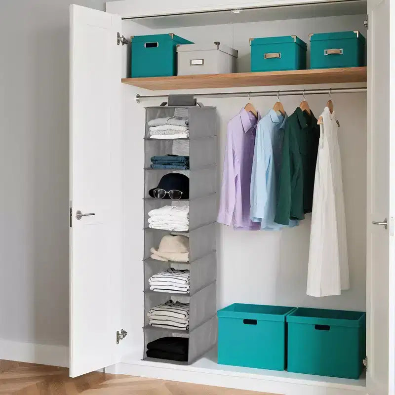 Organisateur de chaussures suspendu à 3 niveaux pour placard, support de rangement à 8 étagères avec 2 crochets, installation sans outils, étagère peu encombrante pour chaussures et sacs à main