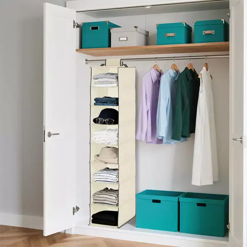Organisateur de chaussures suspendu à 3 niveaux pour placard, support de rangement à 8 étagères avec 2 crochets, installation sans outils, étagère peu encombrante pour chaussures et sacs à main