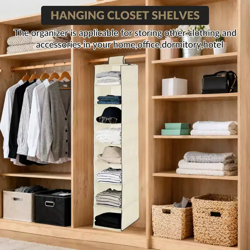 Organisateur de chaussures suspendu à 3 niveaux pour placard, support de rangement à 8 étagères avec 2 crochets, installation sans outils, étagère peu encombrante pour chaussures et sacs à main