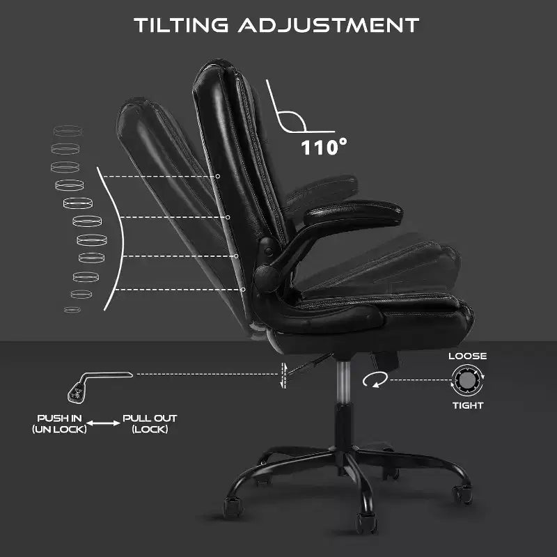 BALHAM TRADE-Fauteuil de bureau avec accoudoirs relevables en cuir de direction dossier haut support lombaire robuste