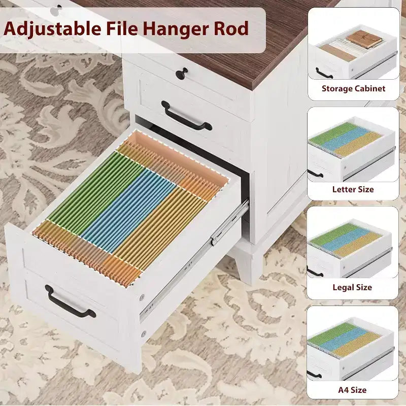 Bureau de direction avec tiroirs, bureau d'ordinateur de style rustique avec station de charge, bureau d'ordinateur en bois de 136 cm avec rangement pour dossiers