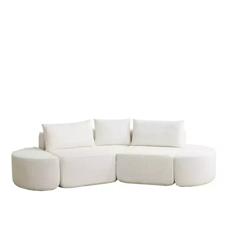Clihome Canapé Modulable d'Angle en V de 270 cm avec Coussins Déco et Ottomans